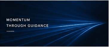 Momentum through guidance artwork with blue lines converging forward